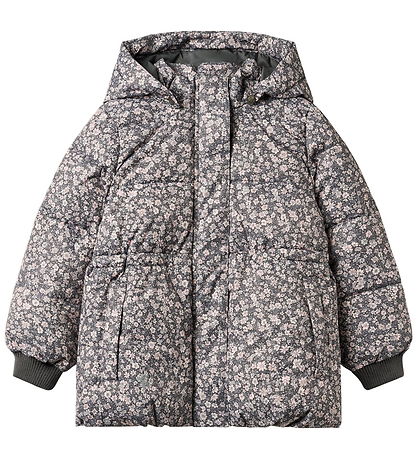 Wheat Dynejakke - Eli - Dark Charcoal Flowers
