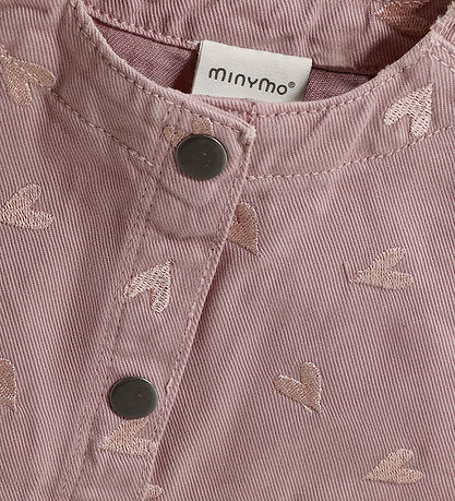 Minymo Denimkjole - Twill - Fawn m. Hearts