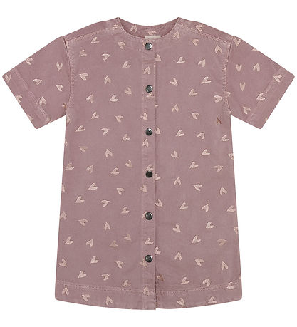 Minymo Denimkjole - Twill - Fawn m. Hearts