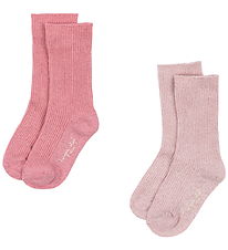 Konges Sløjd Strømper - 2-pak - Rib - Rose Mix m. Glitter