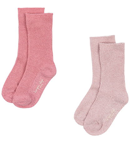 Konges Sløjd Strømper - 2-pak - Rib - Rose Mix m. Glitter