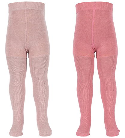 Konges Sløjd Strømpebukser - 2-pak - Rib - Rose Mix m. Glimmer