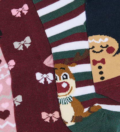 Kids Only Strømper - KogChristmas - 5-pak - Carbernet/Multi