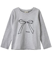 Sofire Schnoor Bluse - FleurKb - Grey Melange m. Sløjfe