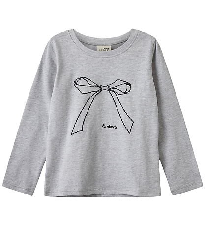 Sofire Schnoor Bluse - FleurKb - Grey Melange m. Sløjfe