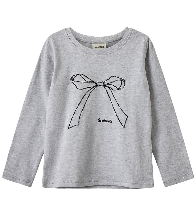 Sofire Schnoor Bluse - FleurKb - Grey Melange m. Sløjfe