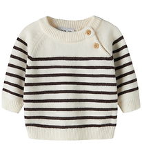 Name It Bluse - Strik - NbmOstripea - Antique White/Chocolate Pl