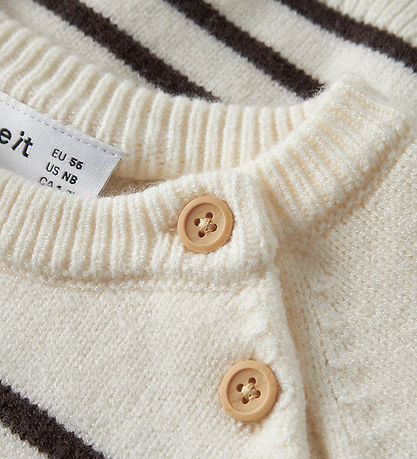 Name It Bluse - Strik - NbmOstripea - Antique White/Chocolate Pl