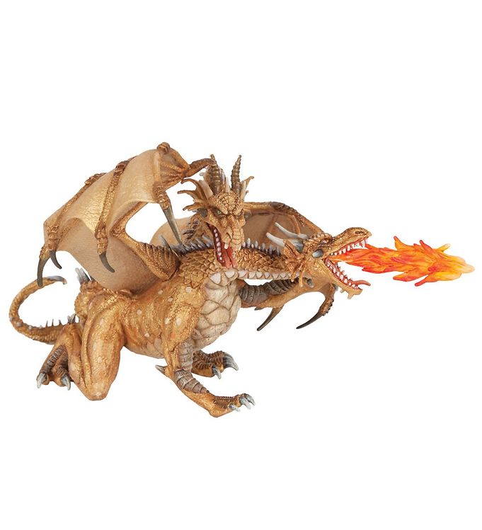 Papo To-hovedet Guld Drage - L: 24 cm