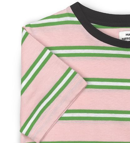 Mads Nørgaard T-shirt - Trolino - Lyserød/Grønstribet