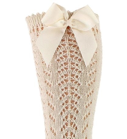 Condor Knæstrømper m. Sløjfe - Strik - Beige