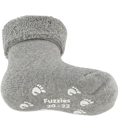 Fuzzies Baby Socks w. Anti-Slip - Light gray Fuzzies Baby Socks w. Anti-Slip - Light gray