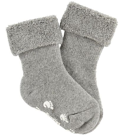 Fuzzies Baby Socks w. Anti-Slip - Light gray Fuzzies Baby Socks w. Anti-Slip - Light gray