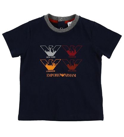 Emporio Armani T-shirt - 3-pak - Gråmeleret/Sort/Orange Emporio Armani T-shirt - 3-pak - Gråmeleret/Sort/Orange