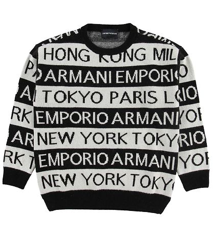 Emporio Armani Blússa - Ull - Svart/Hvít - röndótt