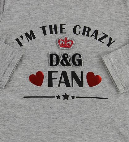Dolce & Gabbana Blouse - Millennials - Grijs Gevlekt m. Fan Prin Dolce & Gabbana Blouse - Millennials - Grijs Gevlekt m. Fan Prin