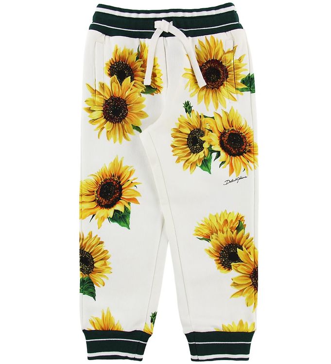 Dolce & Gabbana Sunflower Sweatpants - Hvid/Mørkegrøn