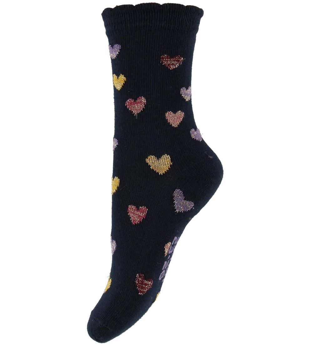 Melton Socken - Navy m. Herzen/Glitzer - Melton - 15/16 - Socken