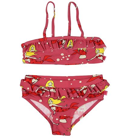 Småfolk Bikini - UV50+ - Dark Rose w. Ruffles/Mermaide Småfolk Bikini - UV50+ - Dark Rose w. Ruffles/Mermaide