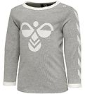 Hummel Long Sleeve Top - HMLFlipper - Melange Grey w. Logo