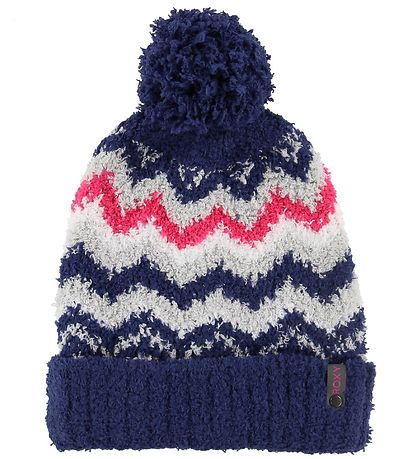 Roxy Hat w. Pom-Pom - Navy w. Pattern Roxy Hat w. Pom-Pom - Navy w. Pattern