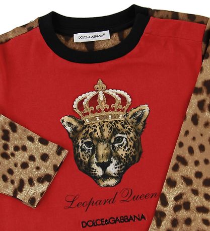 Dolce & Gabbana Bluse - Animal - Rød m. Leopard