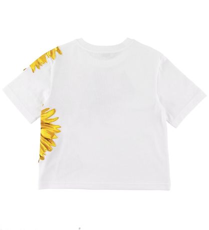 Dolce & Gabbana T-Shirt - Weiß m. Sonnenblumen/Kristalle Dolce & Gabbana T-Shirt - Weiß m. Sonnenblumen/Kristalle