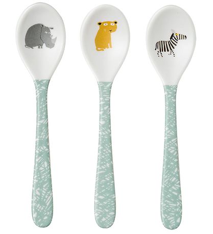 Petit Jour Paris Lepels - 3 stk - Melamine - Wit/Blauw m. Dieren
