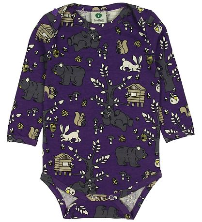 Småfolk Romper l/s - Paars m. Landschap Småfolk Romper l/s - Paars m. Landschap