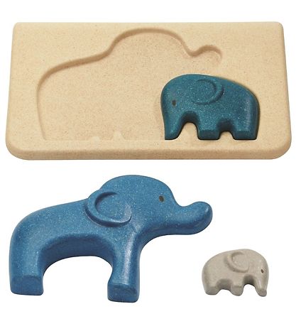 PlanToys Elefant Puslespil - Natur/Blå PlanToys Elefant Puslespil - Natur/Blå