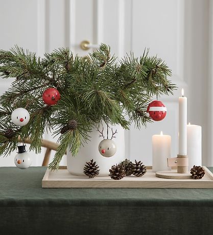 Hoptimist Julekugler - Snowman - 2 stk - Ø:5 cm - Hvid