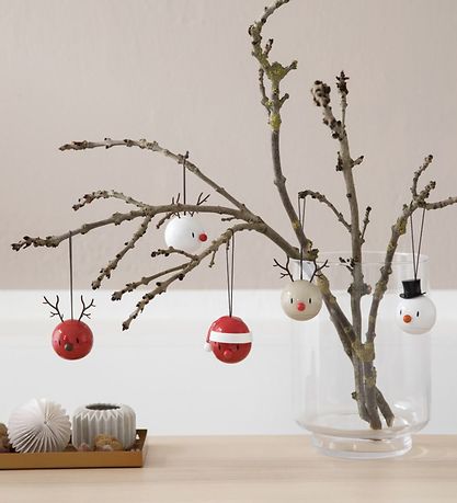 Hoptimist Julekugler - Snowman - 2 stk - Ø:5 cm - Hvid