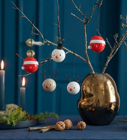 Hoptimist Julekugler - Santa - 2 stk - Ø:5 cm - Rød