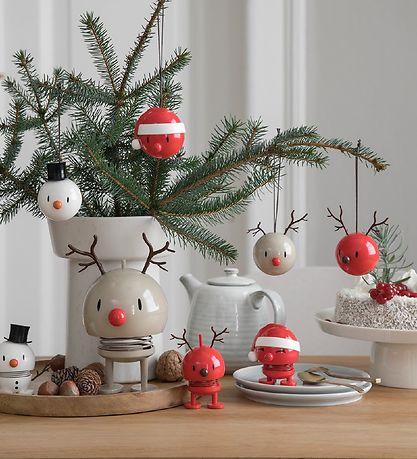 Hoptimist Julekugler - Santa - 2 stk - Ø:5 cm - Rød
