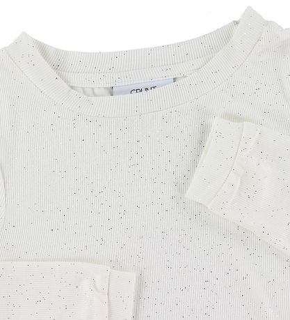 Grunt Long Sleeve Top - Adoette - White w. Glitter