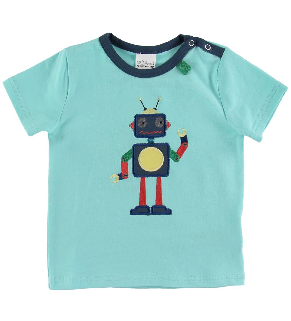 Freds World T-Shirt - Hello Robot - Aqua - Freds World - 74 - T-Shirts