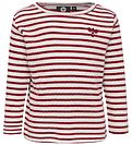 Hummel Long Sleeve Top - HMLRumle - White/Bordeaux Striped