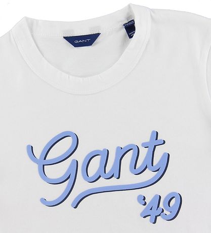 T-Shirt GANT - Scénario - Blanc av. Bleu Clair T-Shirt GANT - Scénario - Blanc av. Bleu Clair