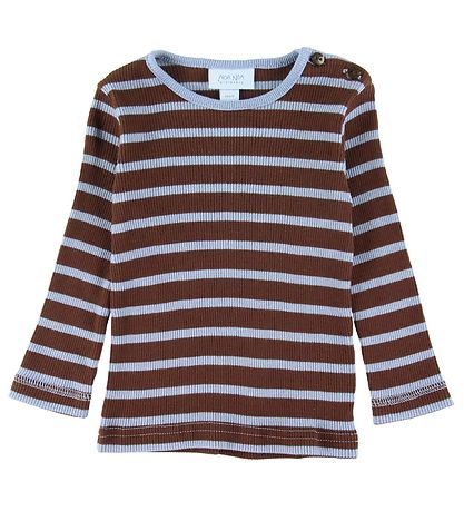 Noa Noa miniature Bluse - Rib - Brun/Blå Striber Noa Noa miniature Bluse - Rib - Brun/Blå Striber