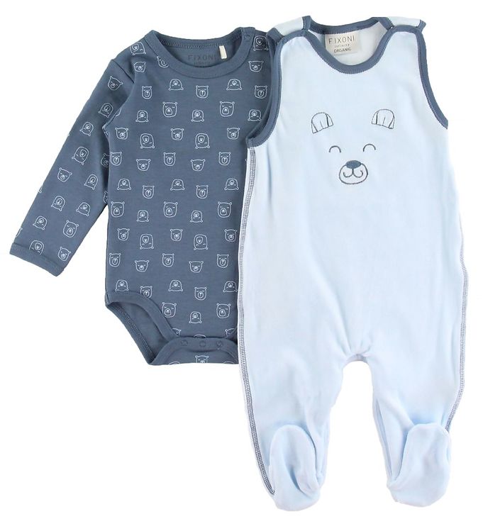 Fixoni Sparkedragt m. Body l/æ - Light Blue/Blå m. Bjørn