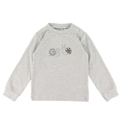 Fixoni Pyjama Set - Grey Melange w. Stripes/Snail Fixoni Pyjama Set - Grey Melange w. Stripes/Snail