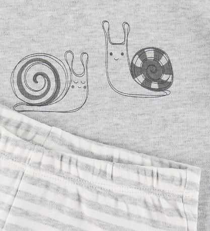 Fixoni Pyjama Set - Grey Melange w. Stripes/Snail Fixoni Pyjama Set - Grey Melange w. Stripes/Snail
