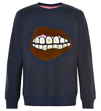 The New Sweatshirt - Elexa - Navy Blazer m. Print The New Sweatshirt - Elexa - Navy Blazer m. Print