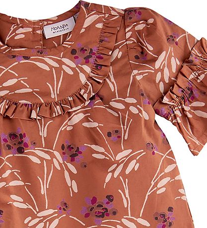 Noa Noa miniature Kjole - Brun m. Blomster Noa Noa miniature Kjole - Brun m. Blomster