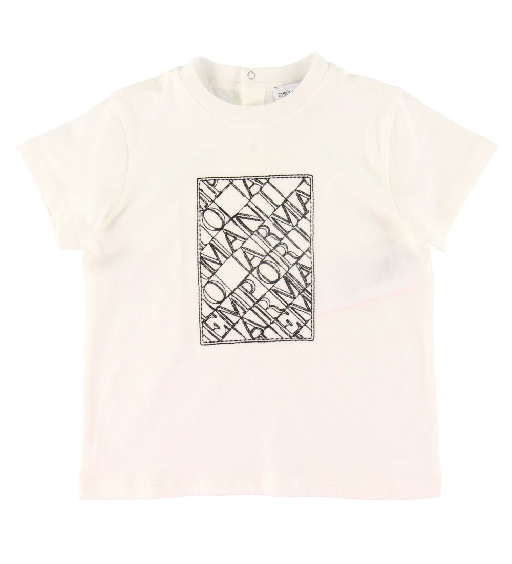 Emporio Armani T-Shirt - Weiß m. Strickerei - Emporio Armani - 1½ Jahre (86) - T-Shirts