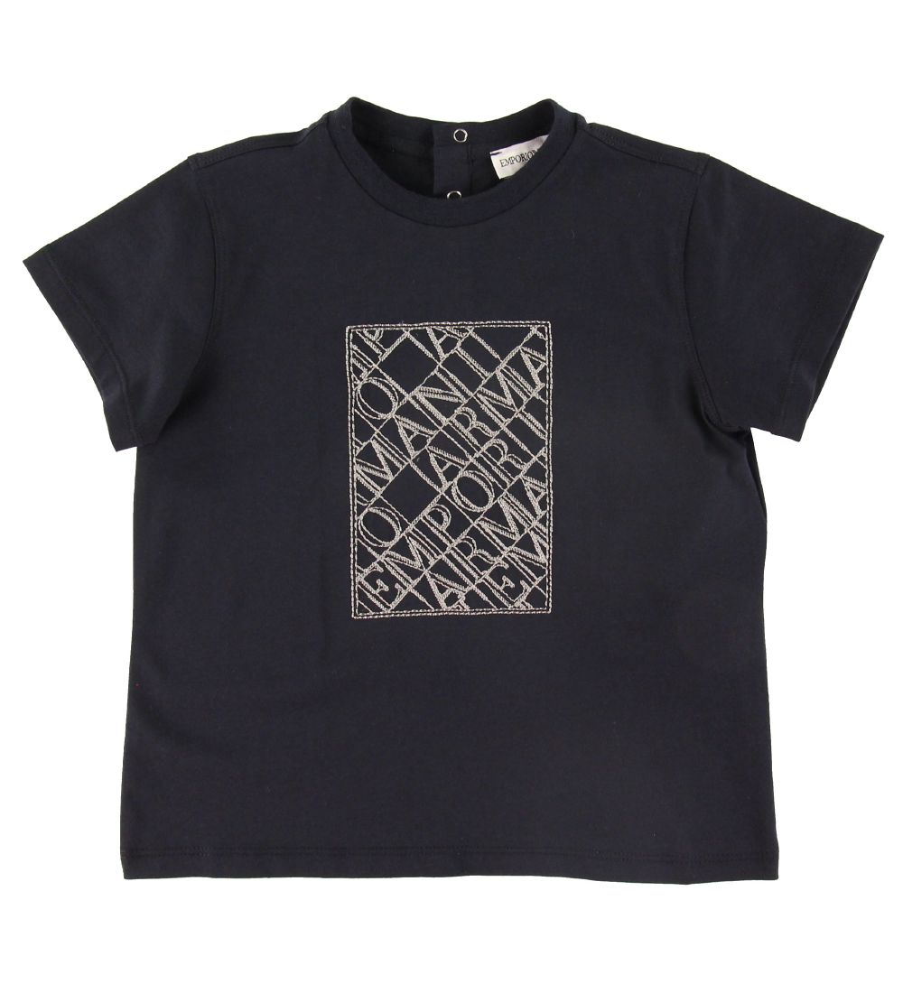 Emporio Armani T-Shirt - Navy m. Strickerei - Emporio Armani - 1½ Jahre (86) - T-Shirts
