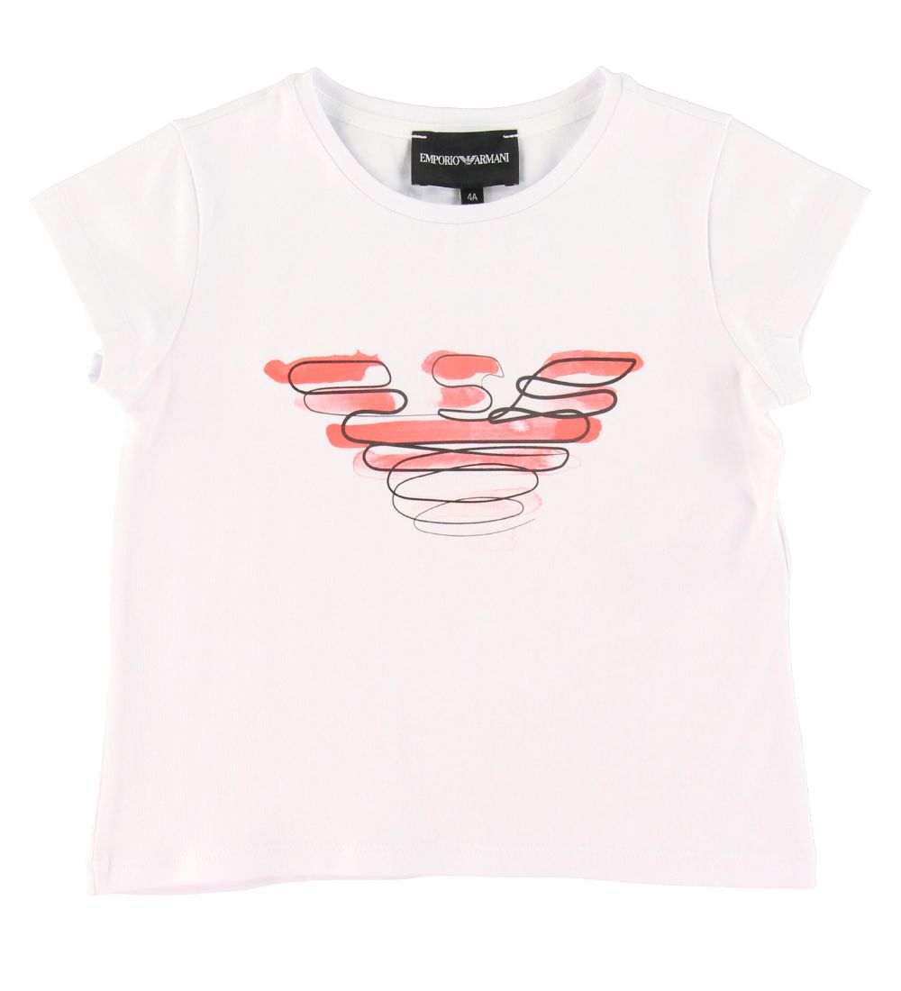 Emporio Armani T-Shirt - Weiß m. rosa Logo - Emporio Armani - 6 Jahre (116) - T-Shirts