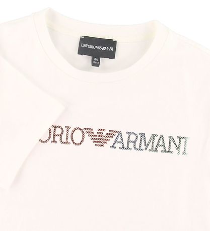 Emporio Armani T-skjorte - Hvit m. Paljetter Emporio Armani T-skjorte - Hvit m. Paljetter