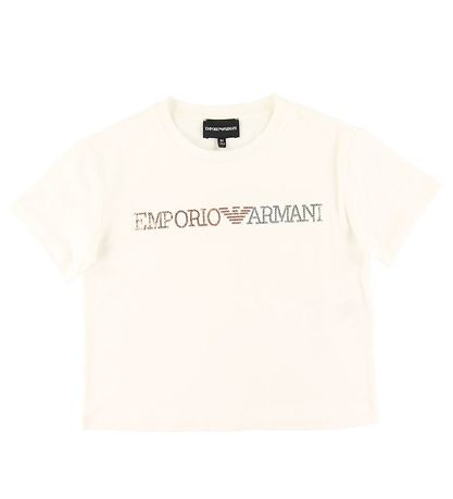 Emporio Armani T-skjorte - Hvit m. Paljetter Emporio Armani T-skjorte - Hvit m. Paljetter