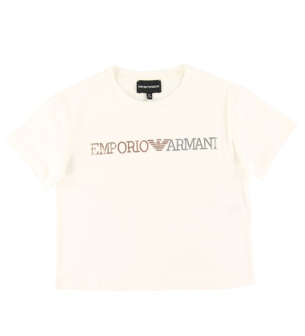 Emporio Armani T-Shirt - Weiß m. Pailletten - Emporio Armani - 10 Jahre (140) - T-Shirts